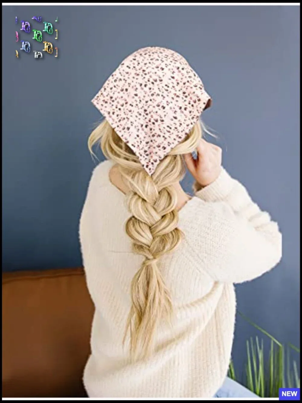 Boho Elastic Hair Scarf Headband Set Pre-Made Clip Kerchief Bandana Women